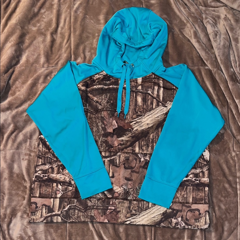 Energy Zone Teal and Brown Camouflage Hoodie